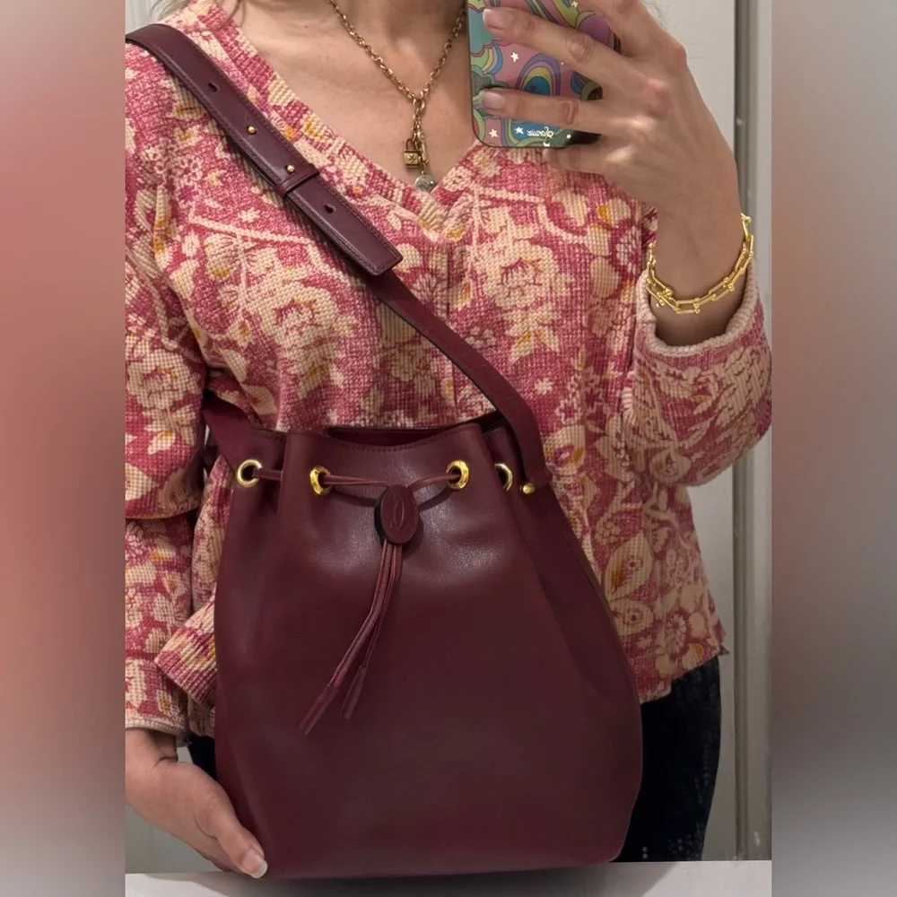 Cartier Vintage Calfskin Bucket bag with card and COA - Picture 15 of 17